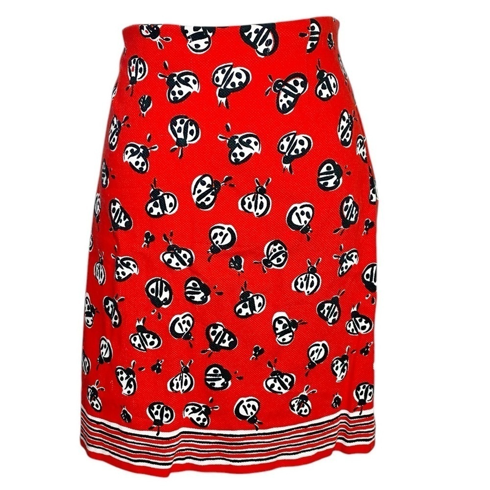 Talbots Vintage Novelty Print Ladybug Printed Pencil Skirt - Picture 2 of 14